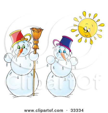 33334-Clipart-Illustration-Of-Two-Melting-Snowmen-Under-The-Bright-Sun-On-A-White-Background.jpg